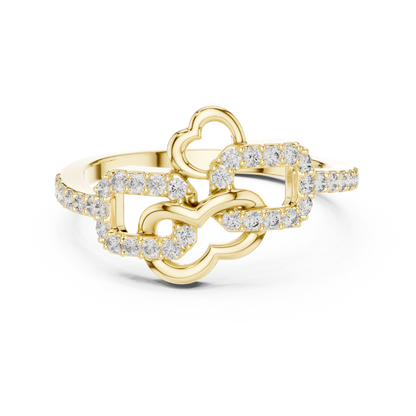Lab Created Diamond Geometric Connected Heart Ring