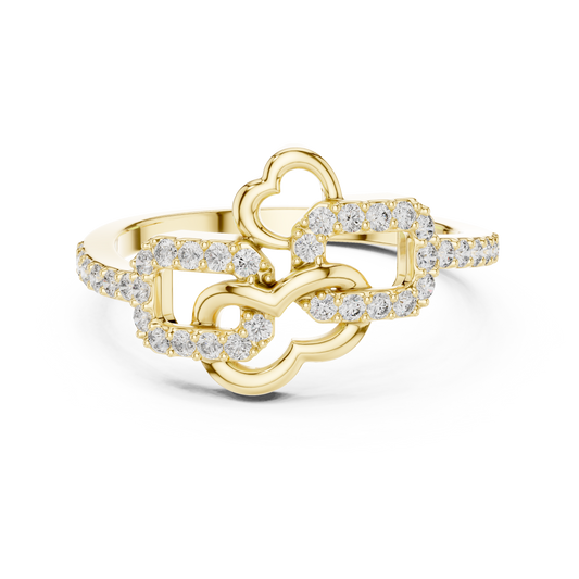 Lab Created Diamond Geometric Connected Heart Ring