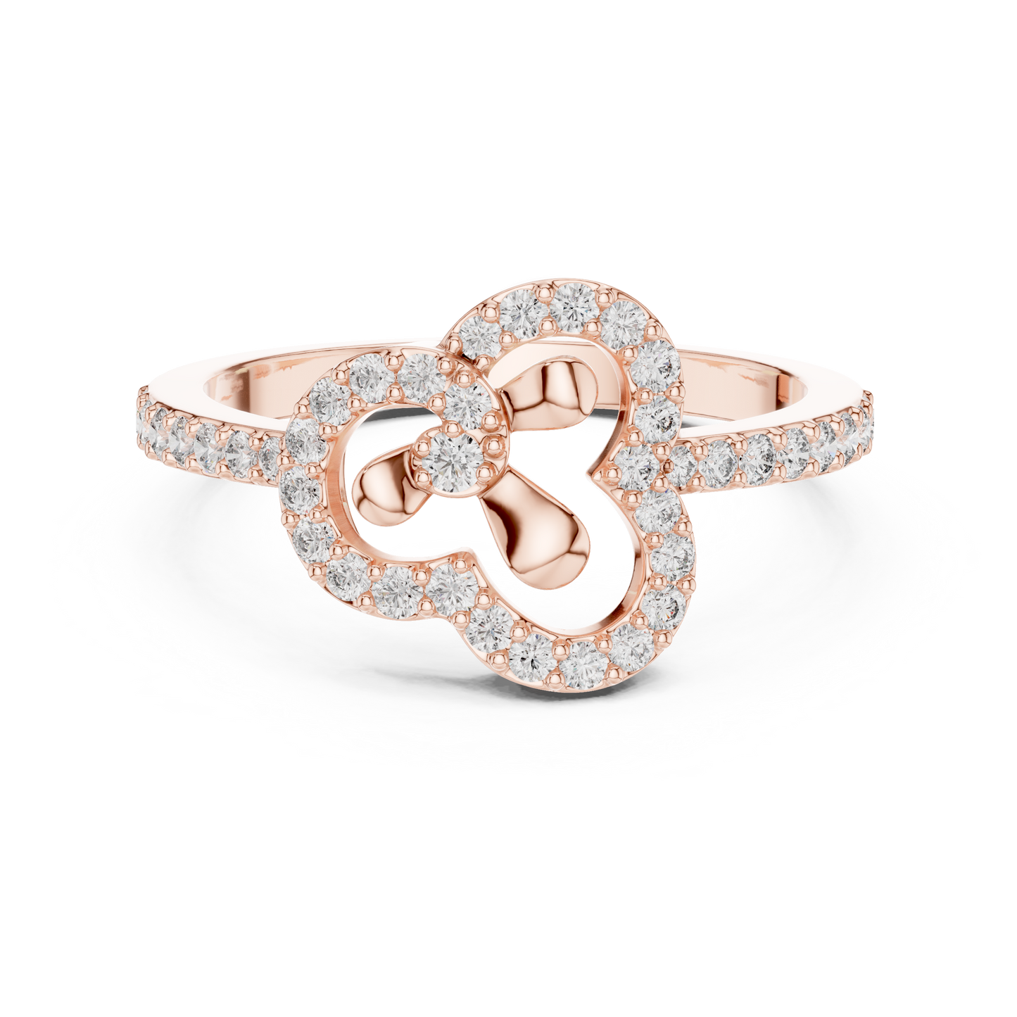 14K Rose Gold Lab Grown Diamond Organic Knot Ring