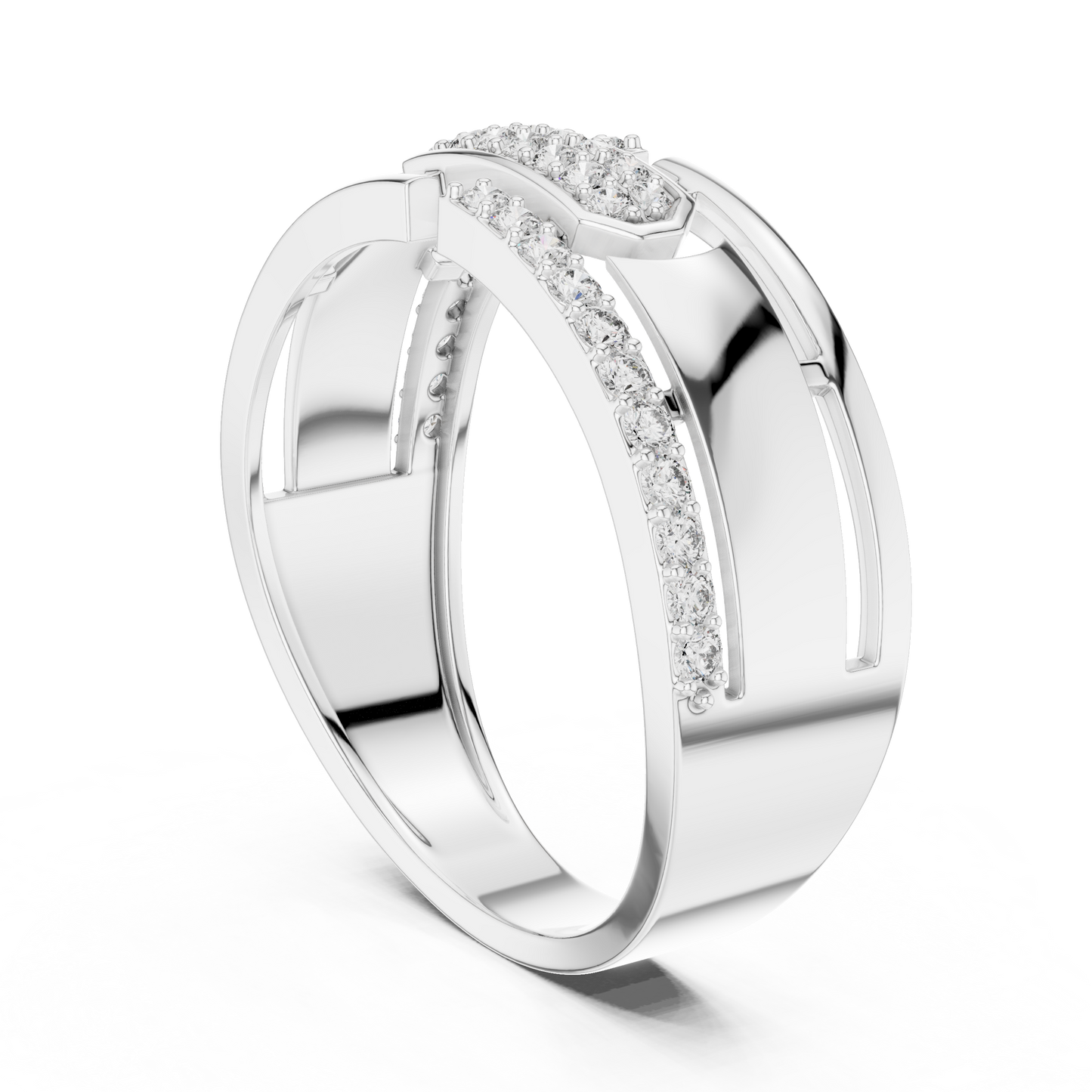 Round Cut Lab Grown Diamond White Gold Engagement Ring