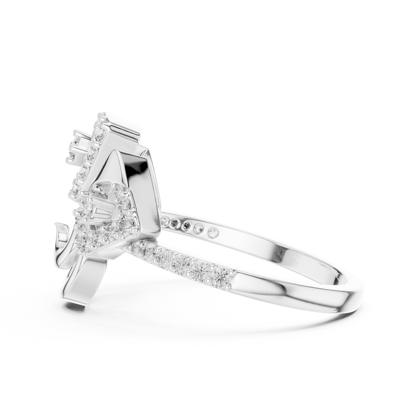 14K Yellow Gold Geometric Spiral Sunburst Diamond Ring