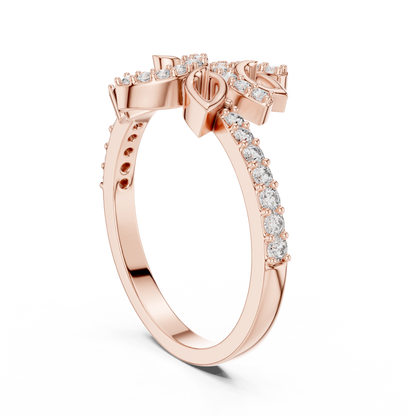 Lab Grown Diamond Nature Inspired Floral Ring in 14K White Gold