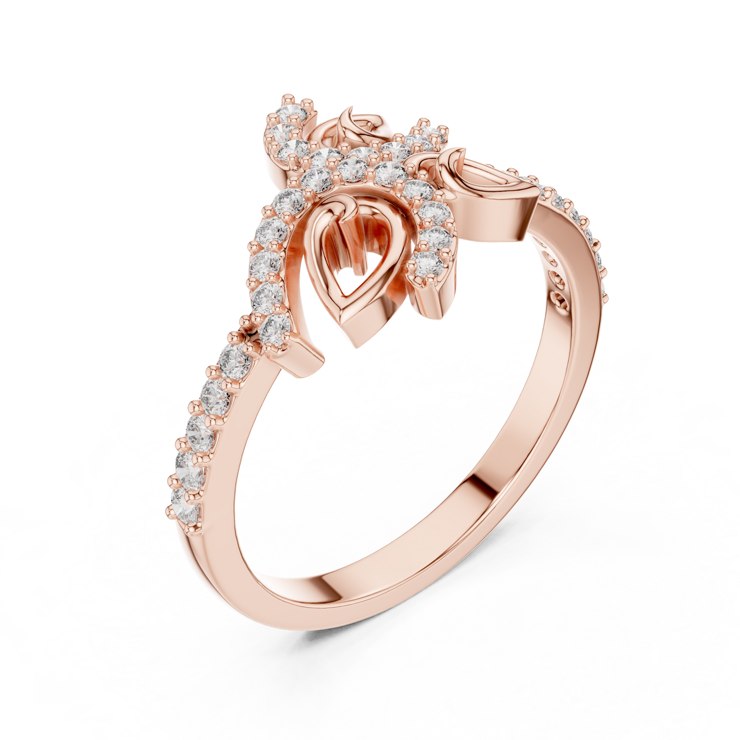 Lab Grown Diamond Nature Inspired Floral Ring in 14K White Gold