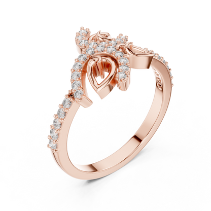 Lab Grown Diamond Nature Inspired Floral Ring in 14K White Gold