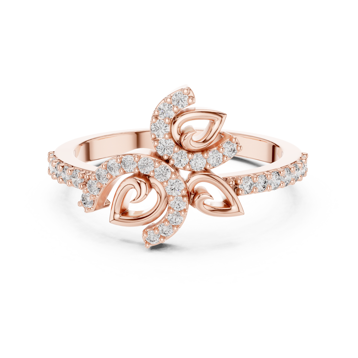 Lab Grown Diamond Nature Inspired Floral Ring in 14K White Gold