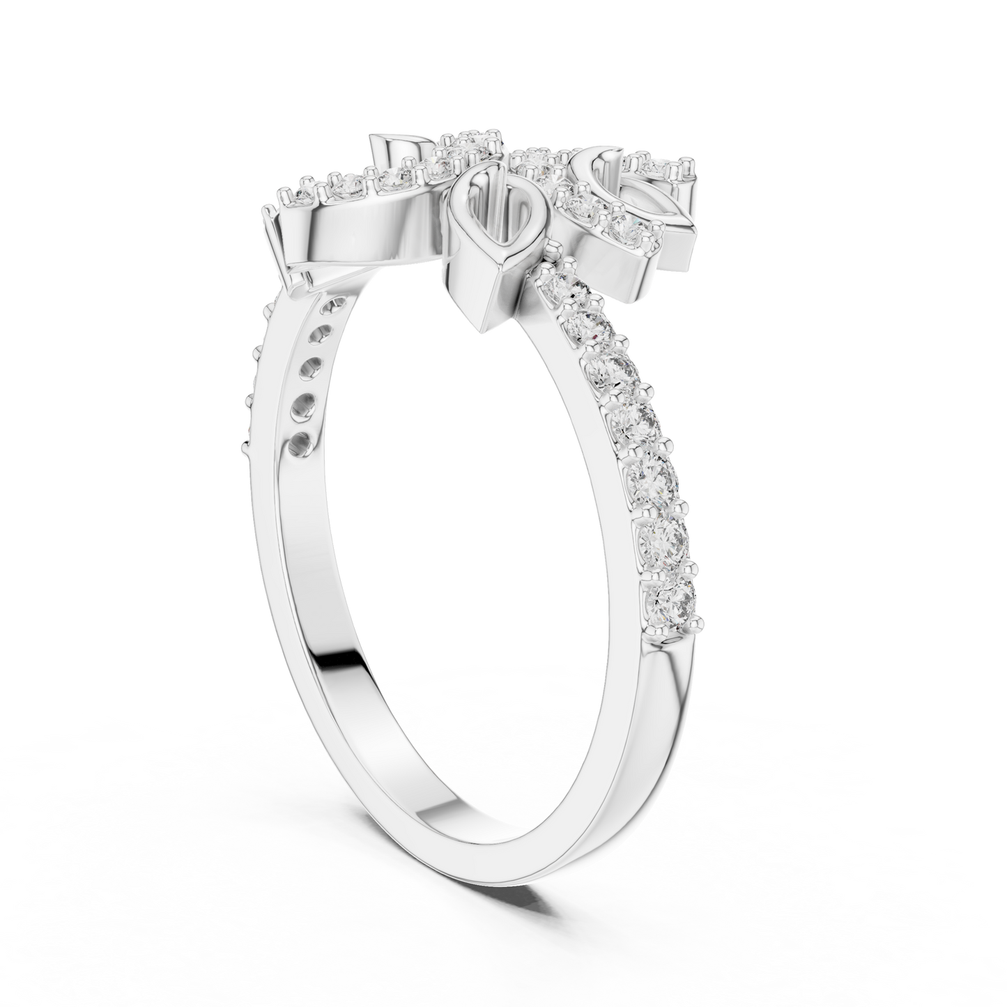 Lab Grown Diamond Nature Inspired Floral Ring in 14K White Gold
