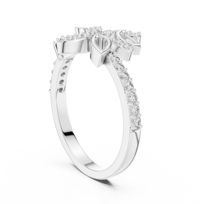Lab Grown Diamond Nature Inspired Floral Ring in 14K White Gold