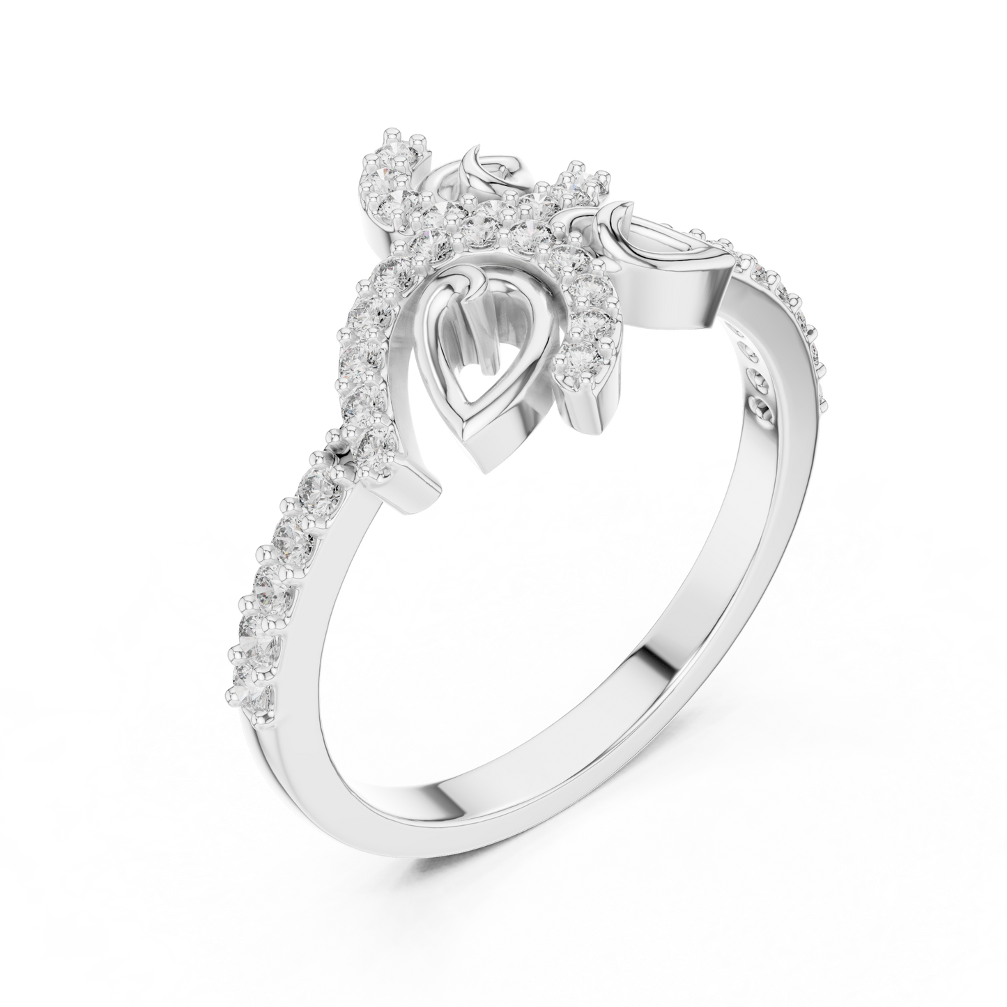Lab Grown Diamond Nature Inspired Floral Ring in 14K White Gold