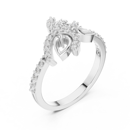 Lab Grown Diamond Nature Inspired Floral Ring in 14K White Gold
