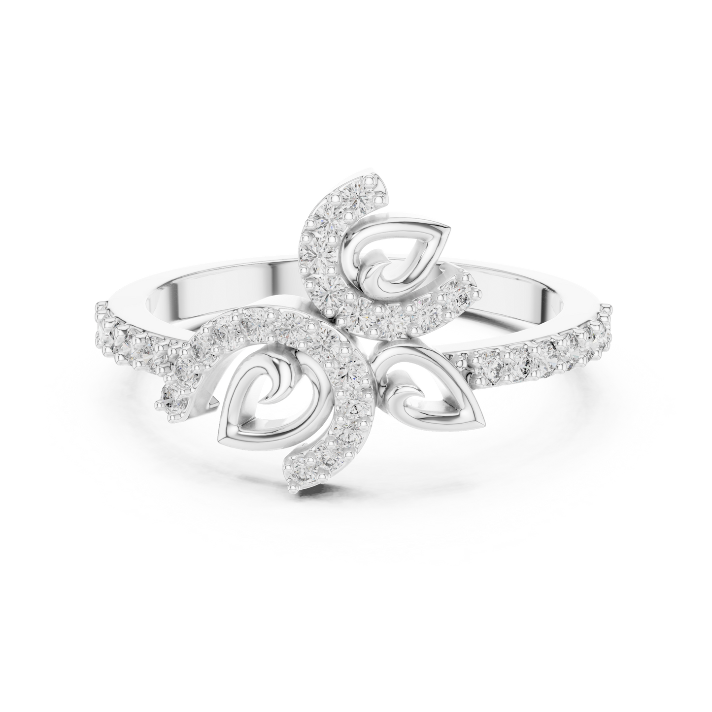 Lab Grown Diamond Nature Inspired Floral Ring in 14K White Gold