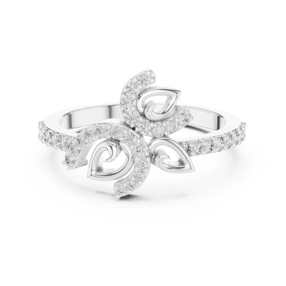 Lab Grown Diamond Nature Inspired Floral Ring in 14K White Gold
