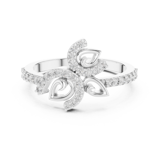 Lab Grown Diamond Nature Inspired Floral Ring in 14K White Gold
