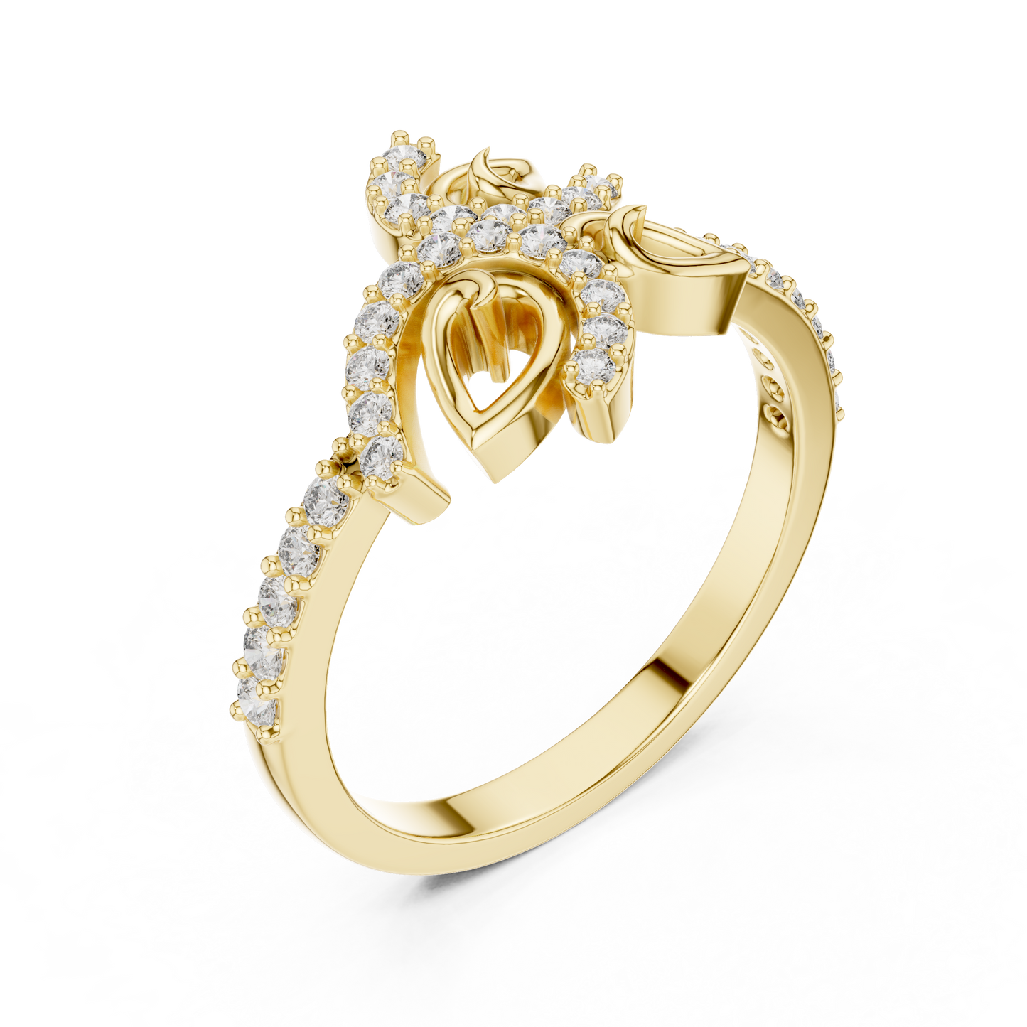 Lab Grown Diamond Nature Inspired Floral Ring in 14K White Gold