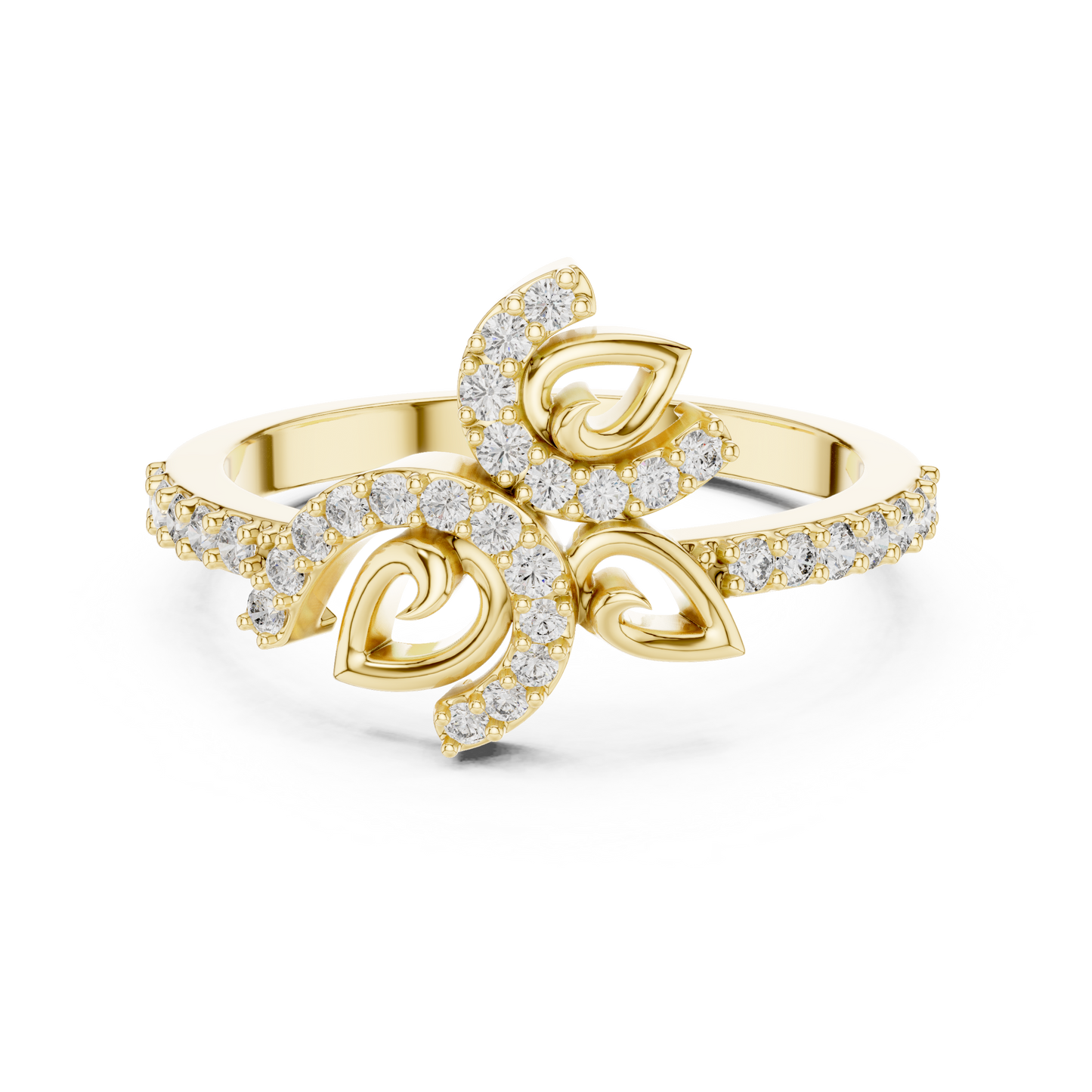 Lab Grown Diamond Nature Inspired Floral Ring in 14K White Gold