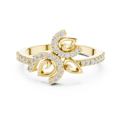 Lab Grown Diamond Nature Inspired Floral Ring in 14K White Gold