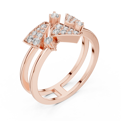 Unique Architectural Double Band Trapezoid Ring