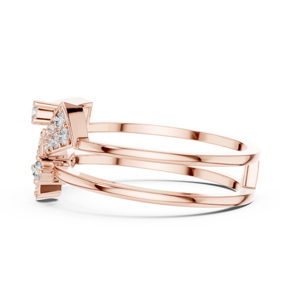 Unique Architectural Double Band Trapezoid Ring