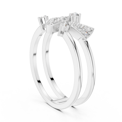 Unique Architectural Double Band Trapezoid Ring
