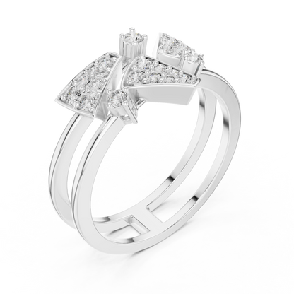 Unique Architectural Double Band Trapezoid Ring