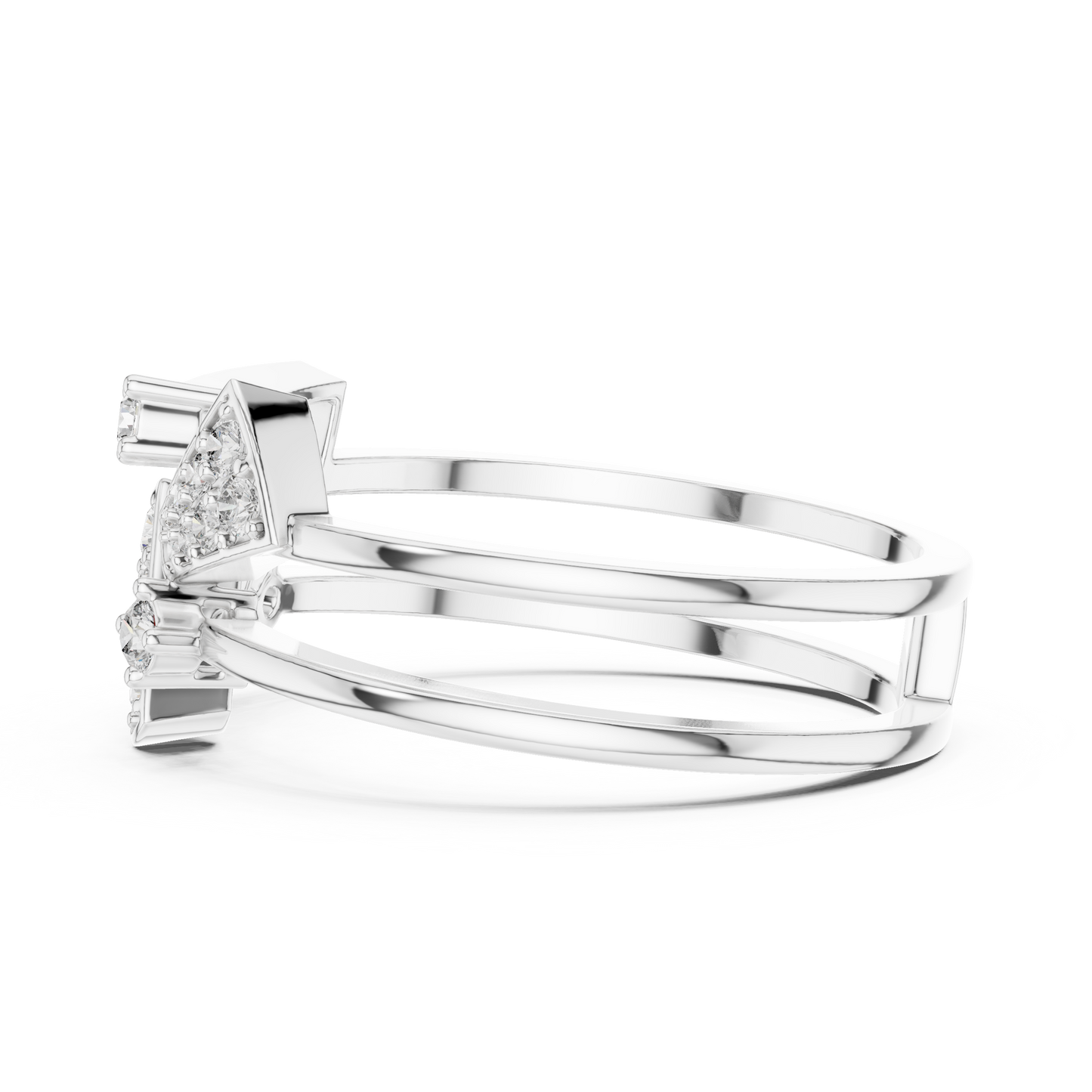 Unique Architectural Double Band Trapezoid Ring