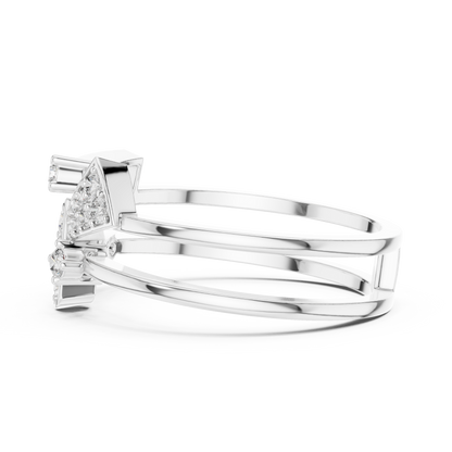 Unique Architectural Double Band Trapezoid Ring