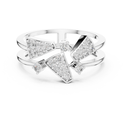Unique Architectural Double Band Trapezoid Ring
