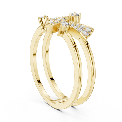 Unique Architectural Double Band Trapezoid Ring