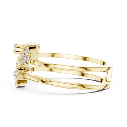 Unique Architectural Double Band Trapezoid Ring