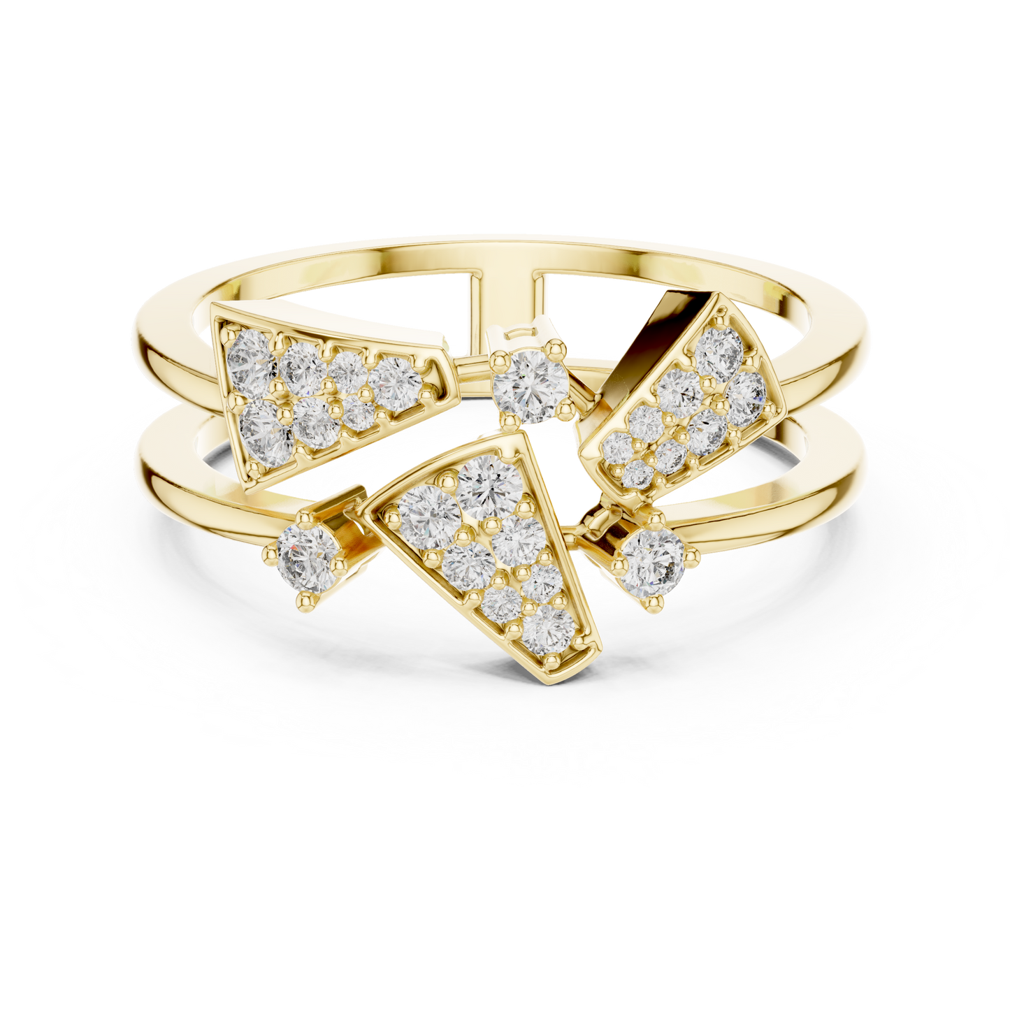 Unique Architectural Double Band Trapezoid Ring