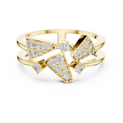 Unique Architectural Double Band Trapezoid Ring