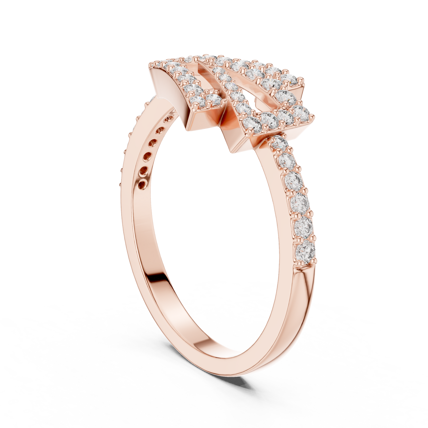 Geometric Lab Grown Diamond Zigzag Ring in 14K Rose Gold