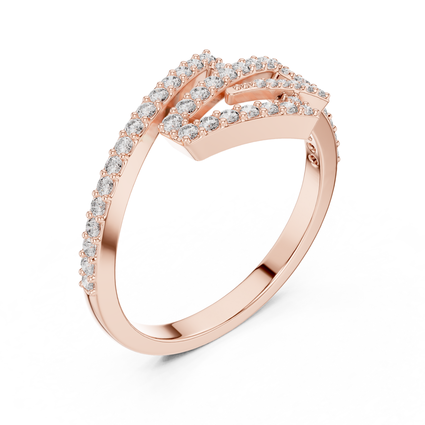 Geometric Lab Grown Diamond Zigzag Ring in 14K Rose Gold