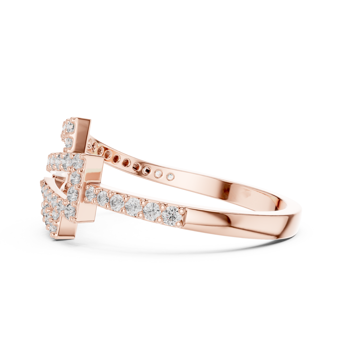 Geometric Lab Grown Diamond Zigzag Ring in 14K Rose Gold