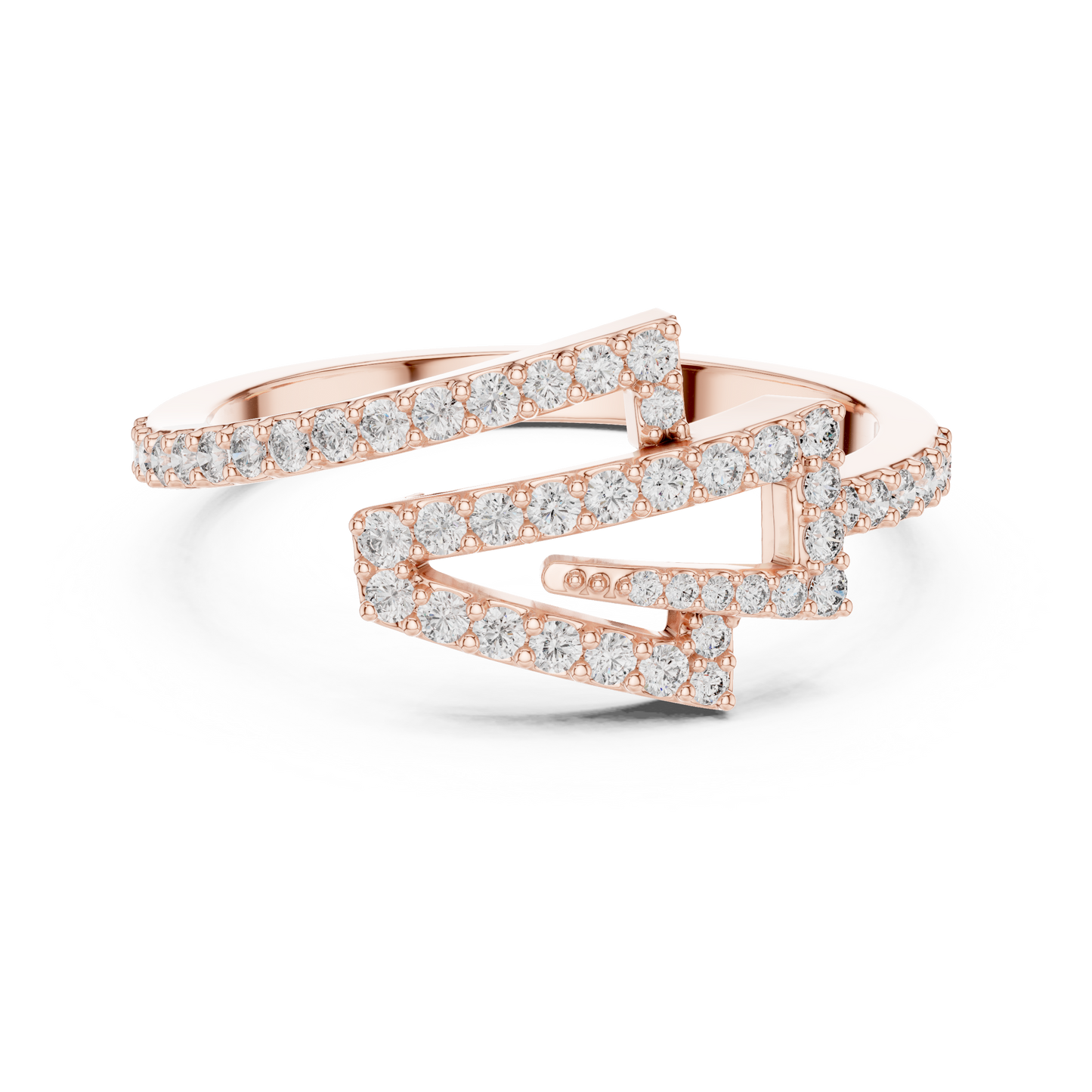 Geometric Lab Grown Diamond Zigzag Ring in 14K Rose Gold