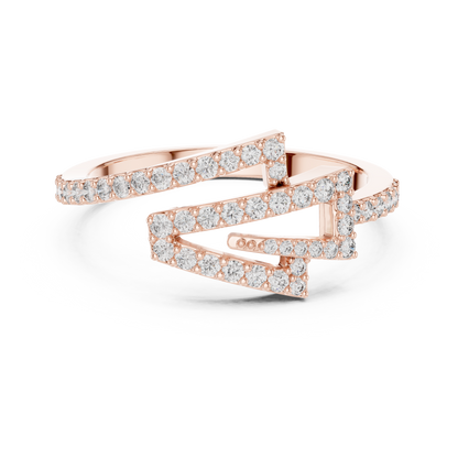 Geometric Lab Grown Diamond Zigzag Ring in 14K Rose Gold