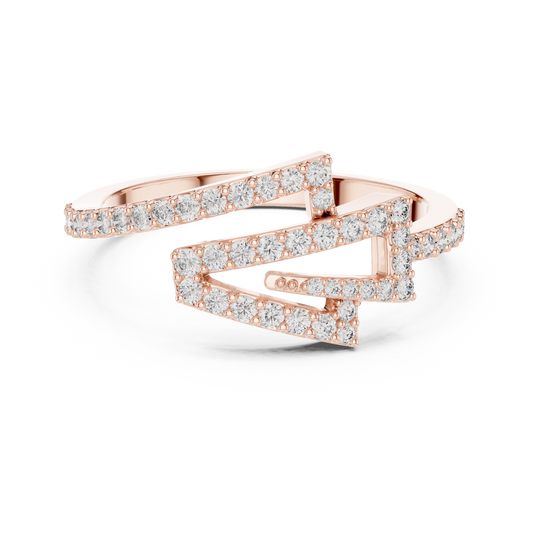 Geometric Lab Grown Diamond Zigzag Ring in 14K Rose Gold