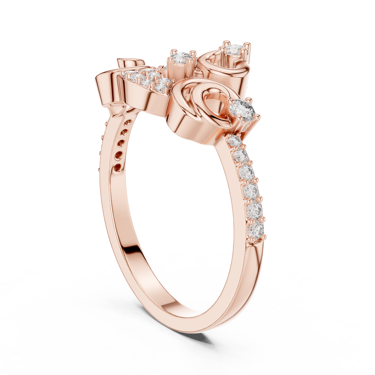 Vintage Style Lab Grown Diamond Swirl Ring in 14K Yellow Gold