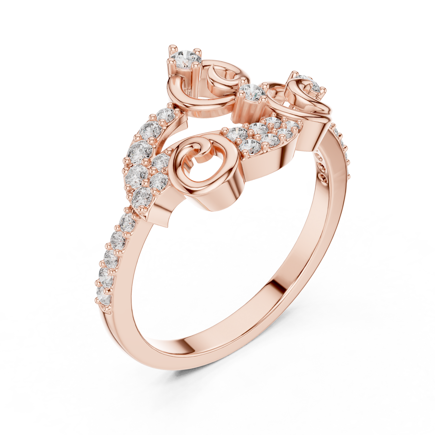 Vintage Style Lab Grown Diamond Swirl Ring in 14K Yellow Gold
