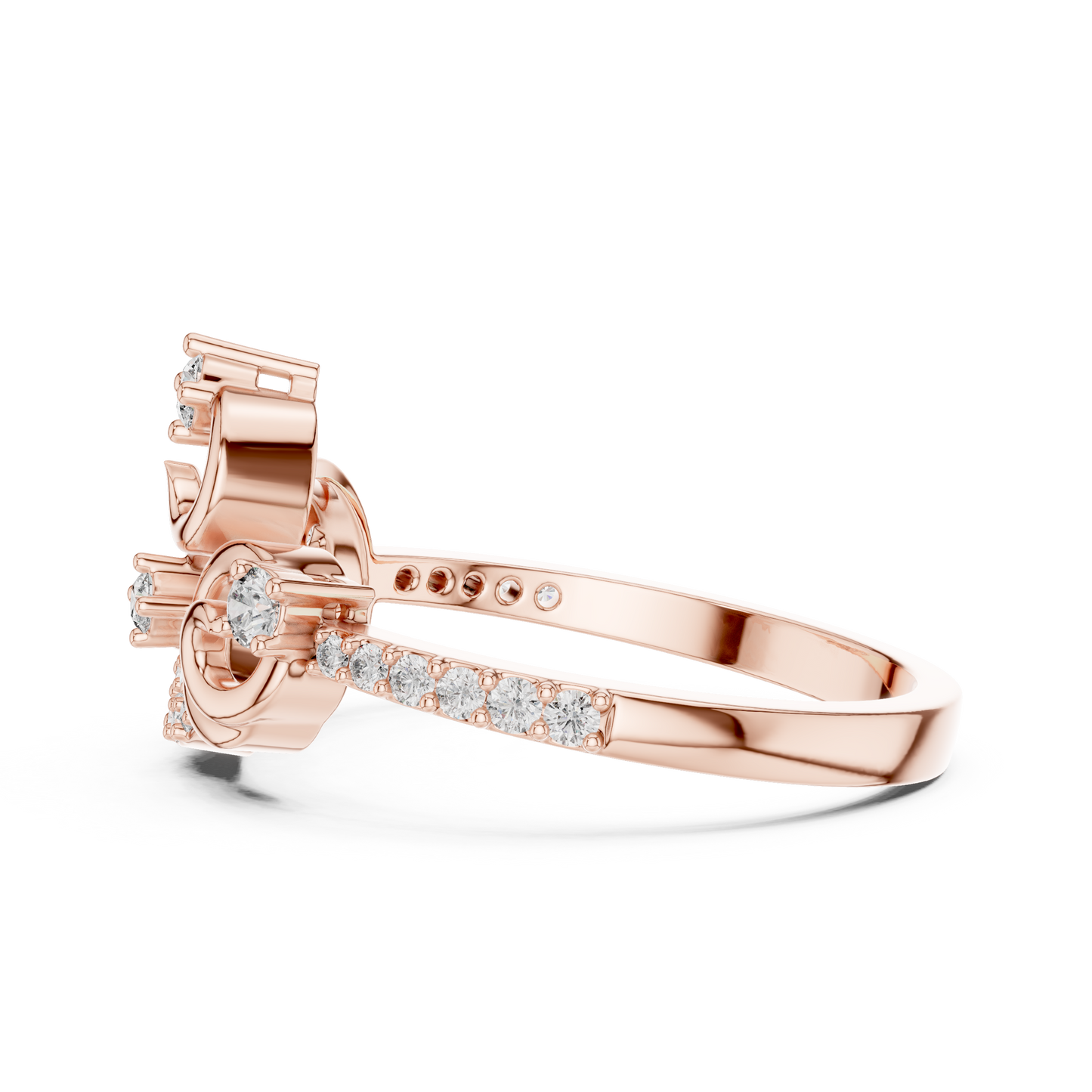 Vintage Style Lab Grown Diamond Swirl Ring in 14K Yellow Gold