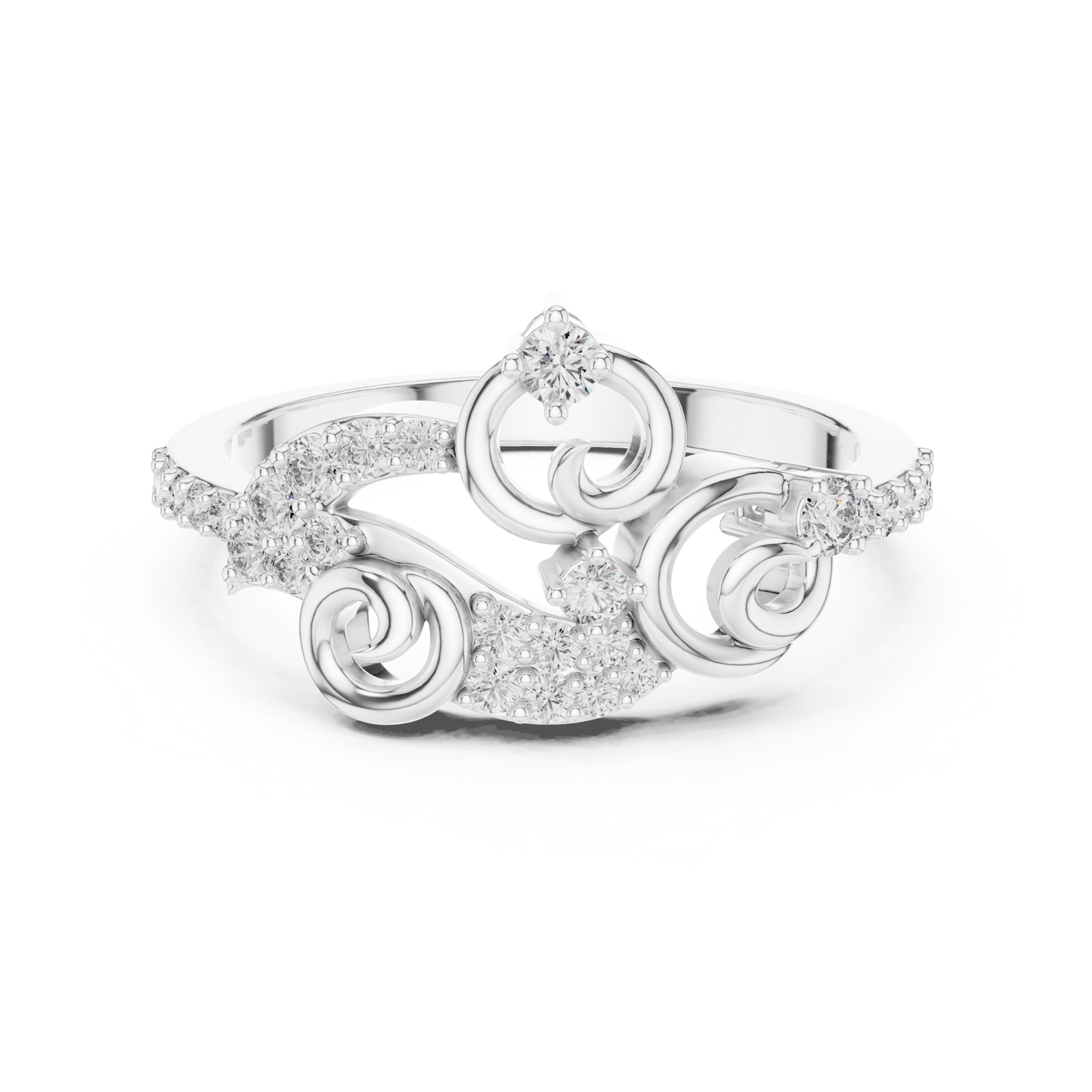 Vintage Style Lab Grown Diamond Swirl Ring in 14K Yellow Gold