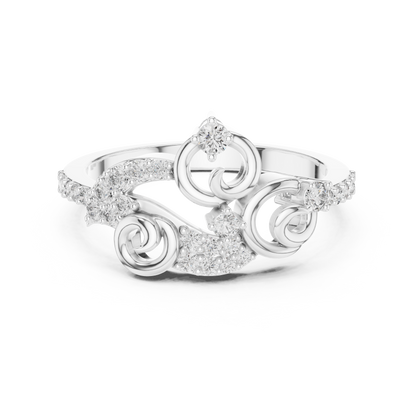 Vintage Style Lab Grown Diamond Swirl Ring in 14K Yellow Gold