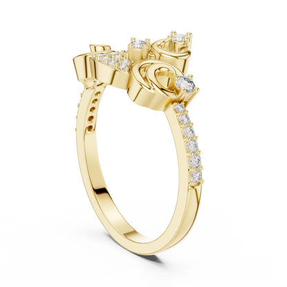 Vintage Style Lab Grown Diamond Swirl Ring in 14K Yellow Gold