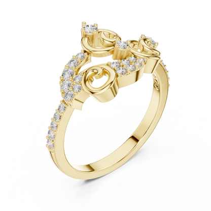 Vintage Style Lab Grown Diamond Swirl Ring in 14K Yellow Gold