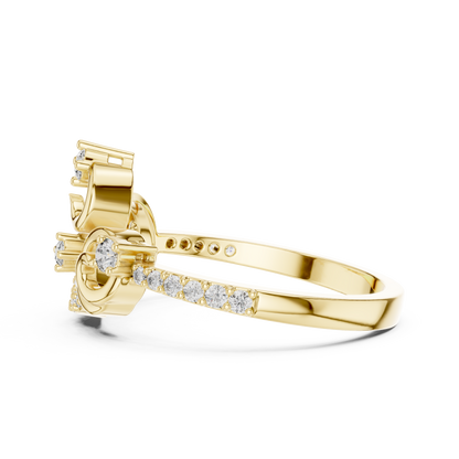 Vintage Style Lab Grown Diamond Swirl Ring in 14K Yellow Gold