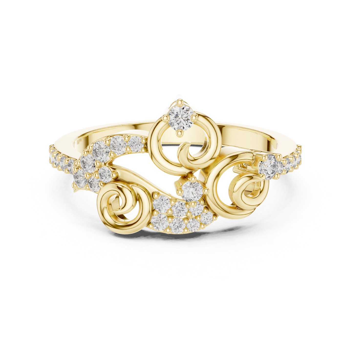 Vintage Style Lab Grown Diamond Swirl Ring in 14K Yellow Gold