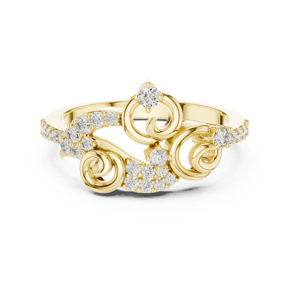 Vintage Style Lab Grown Diamond Swirl Ring in 14K Yellow Gold