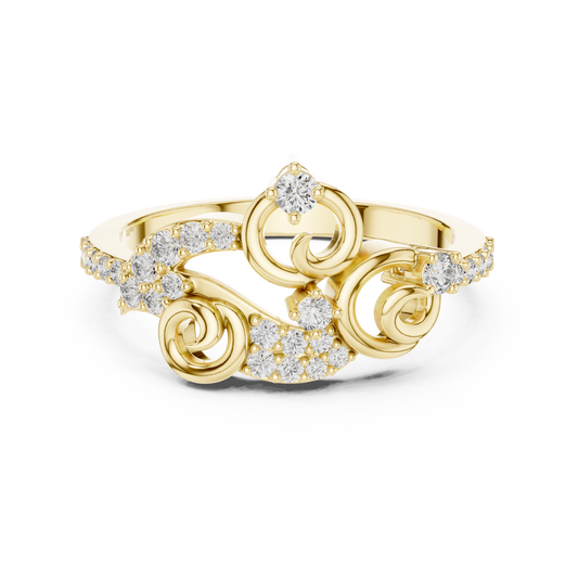 Vintage Style Lab Grown Diamond Swirl Ring in 14K Yellow Gold