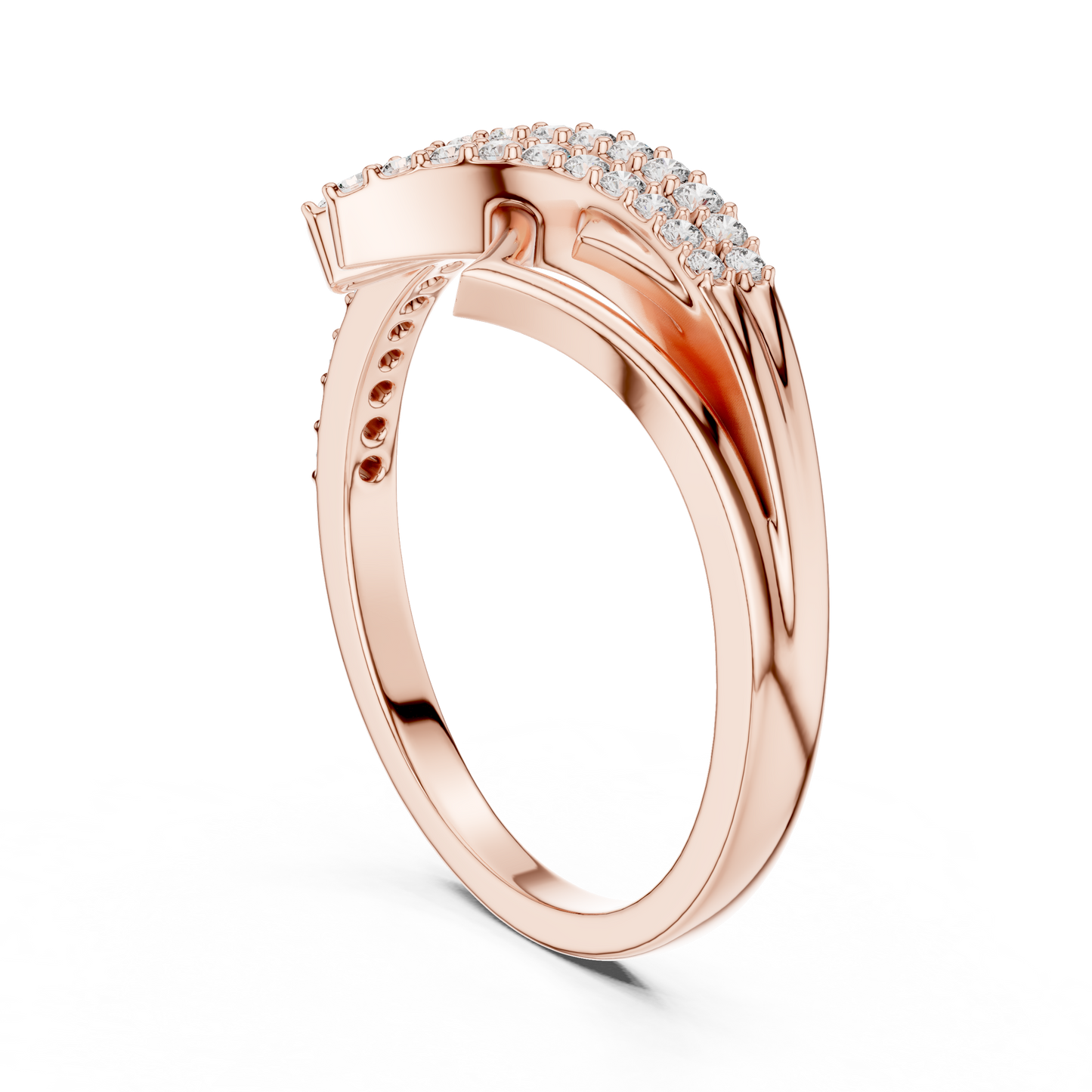 14K White Gold Tiered Wave Lab Grown Diamond Ring