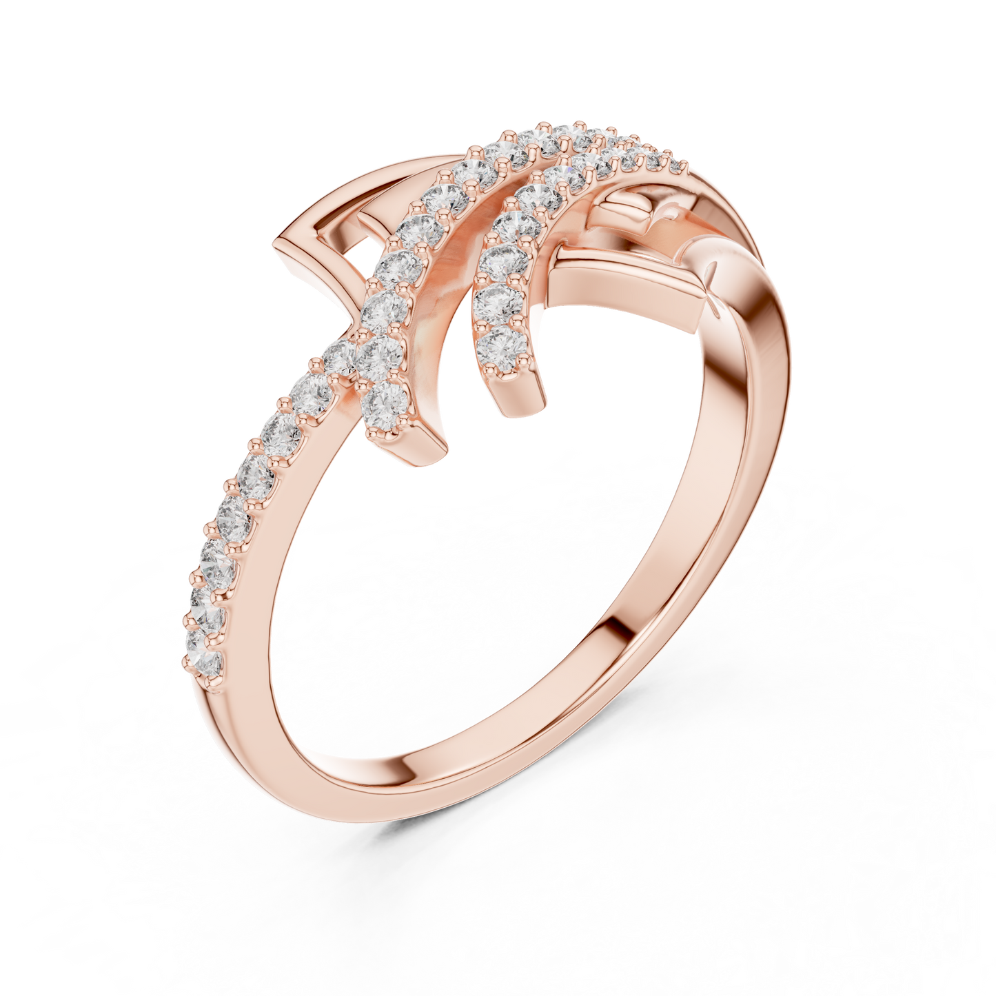 14K White Gold Tiered Wave Lab Grown Diamond Ring