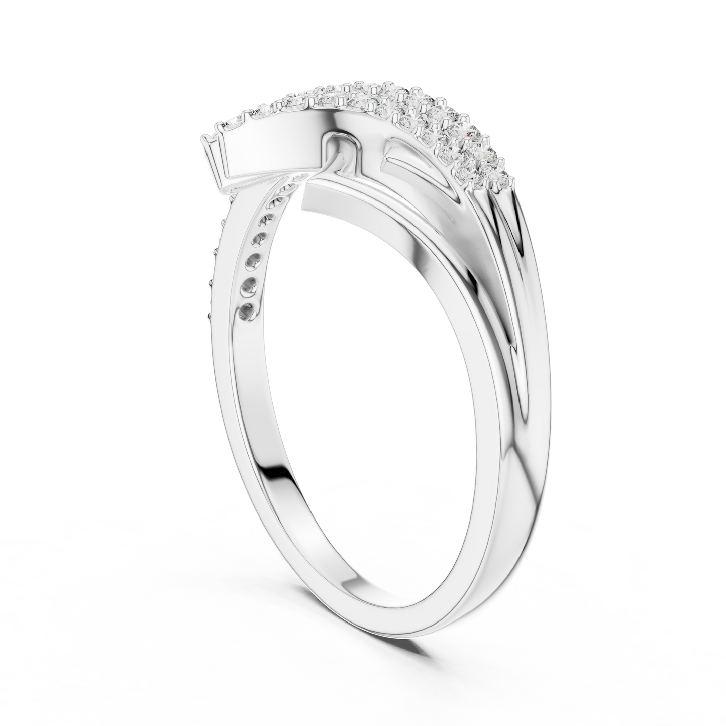 14K White Gold Tiered Wave Lab Grown Diamond Ring